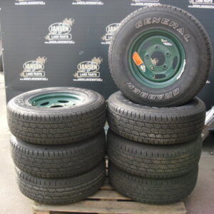 banden set met velg staal type zwaar uitgevoerd 16" x 7 J 7 stuks met General Grabber HTS 265x75xR16"