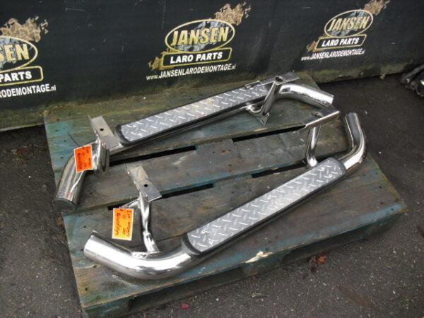 Side Step Defender L316 90 " set chroom dubbel buis