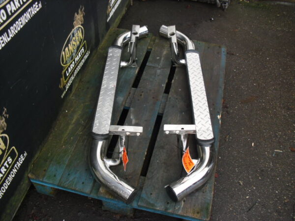 Side Step Defender L316 90 " set chroom dubbel buis
