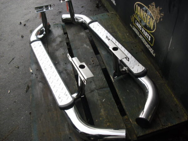 Side Step Defender L316 90 " set chroom dubbel buis
